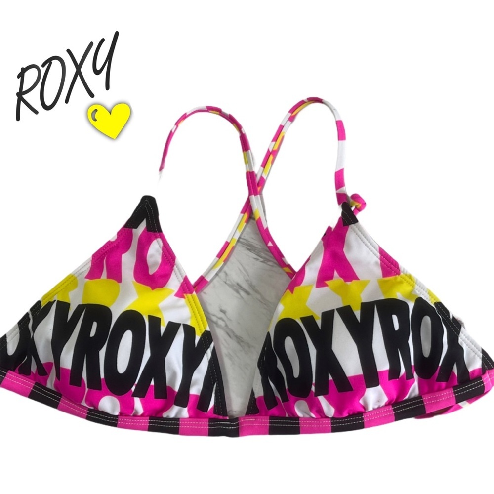 ROXY pink and black  Bikini top